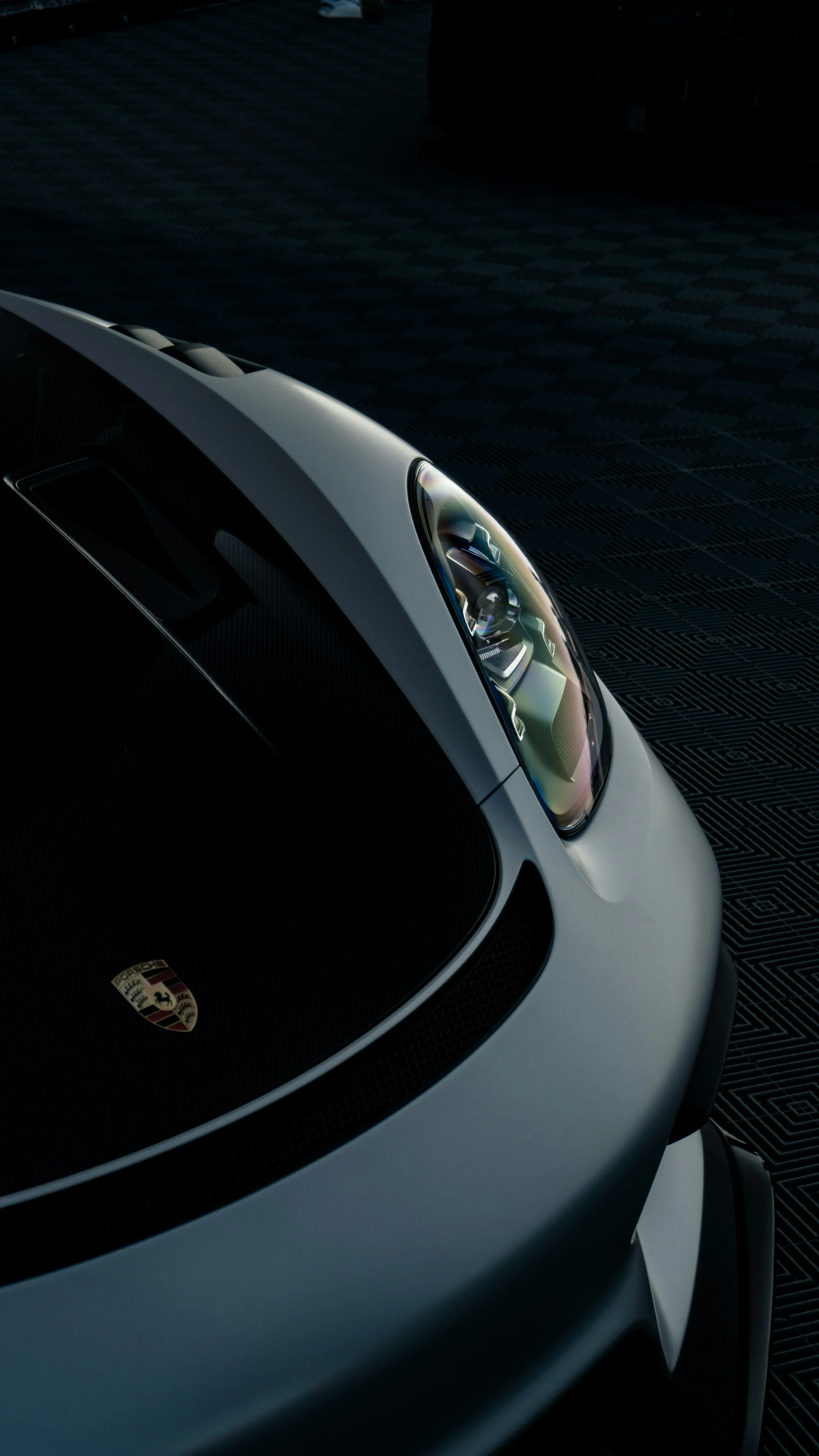Porsche detail in dramatic light